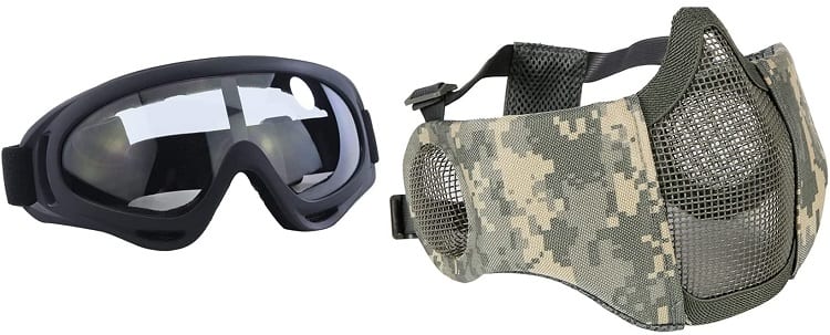 Aoutacc-Kit-protection-Airsoft-demi-masque-maille-protection-oreilles-lunettes-CS-Chasse-Paintball-Tir