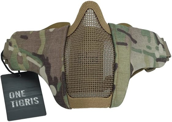 OneTigris-Masque-Protection-Visage-Moitie-Maille-acier-sangles-reglables-Airsoft-Paintball-CS-S-L